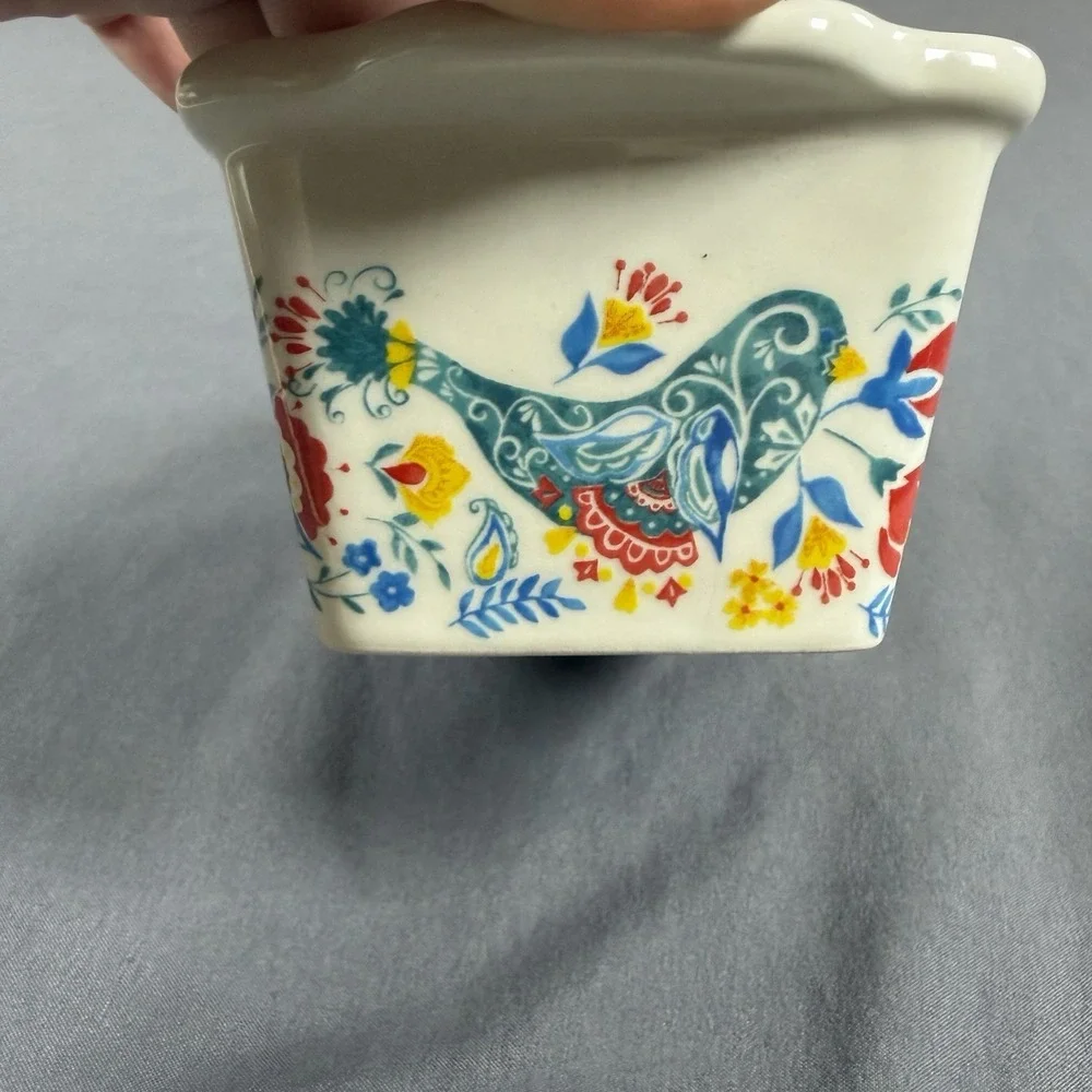 Pioneer Woman Mazie Blue Bird Mini‎ Stoneware Loaf Pan Baking Country Kitchen